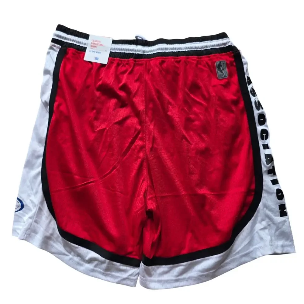 NBA Classic Basketball Shorts Red White Black Size L NWT Polyester